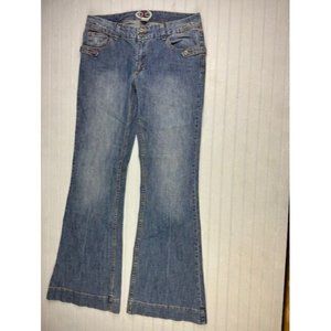 O1C Size 33x33.5 (Measured) Womens Jeans Flare Stretch Low Rise Med Wash